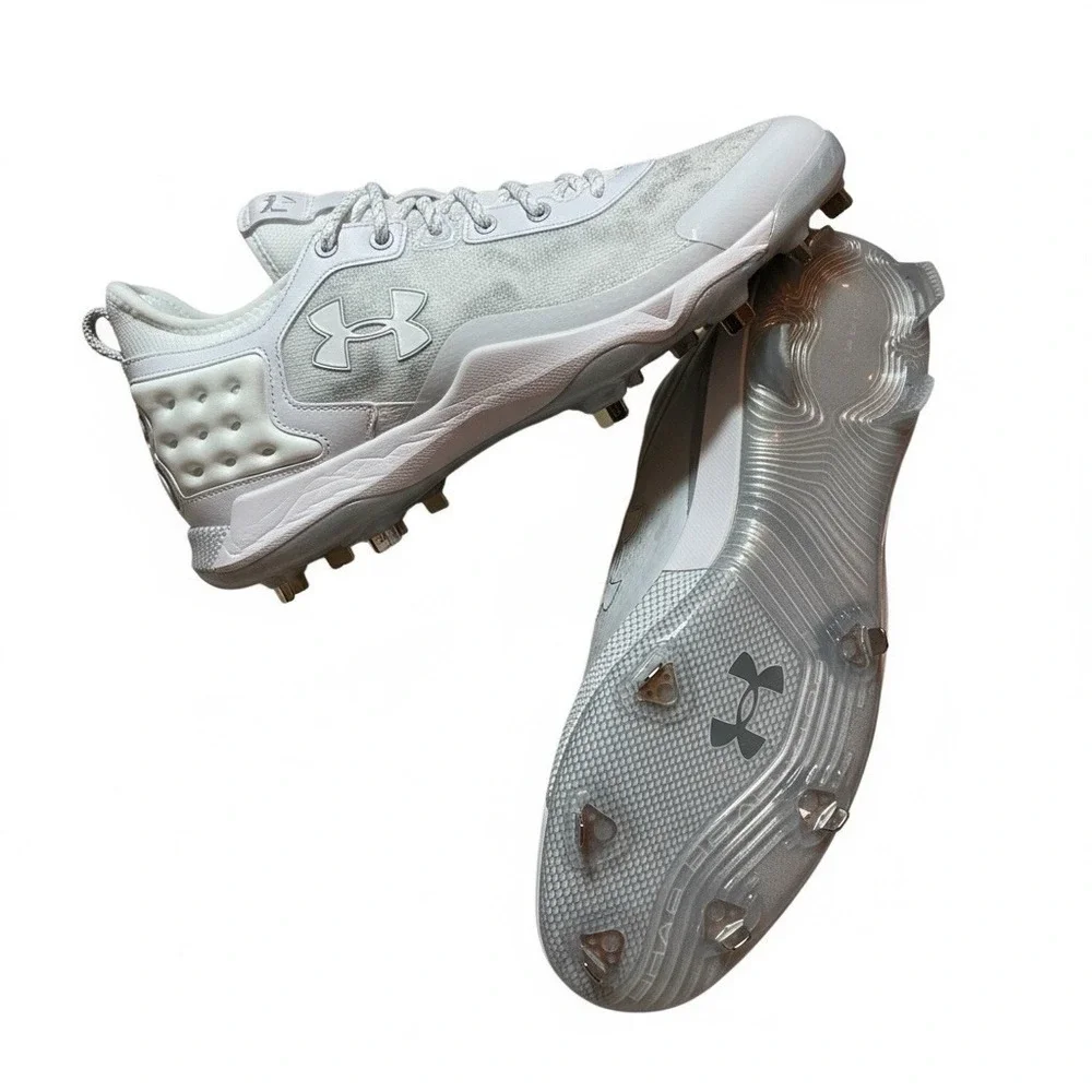 Under Armour Harper 8 Low Elite ST Men Grey & White Baseball Cleats Sz 15 NWB